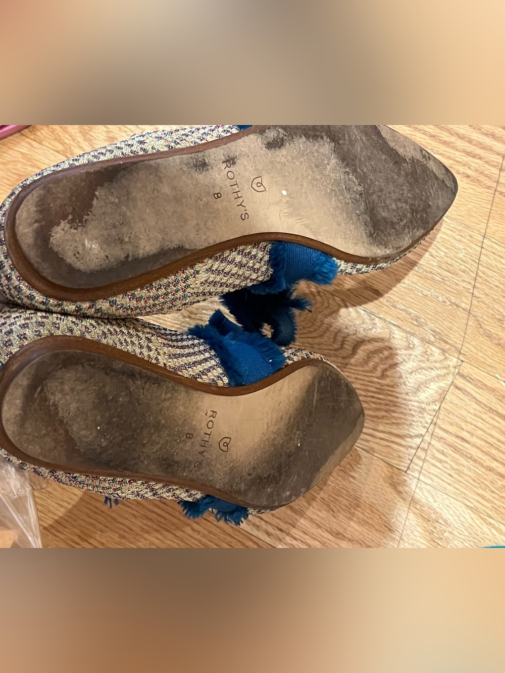 Rothys The Mary Jane Women's Size  8 US  Blue Bow Tie Pointy Flats Shoes - Picture 5 of 10